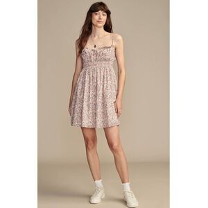 Lucky Brand Floral Smocked Sweetheart Mini Dress Size Medium New